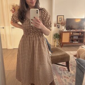 Brown Gingham Dress